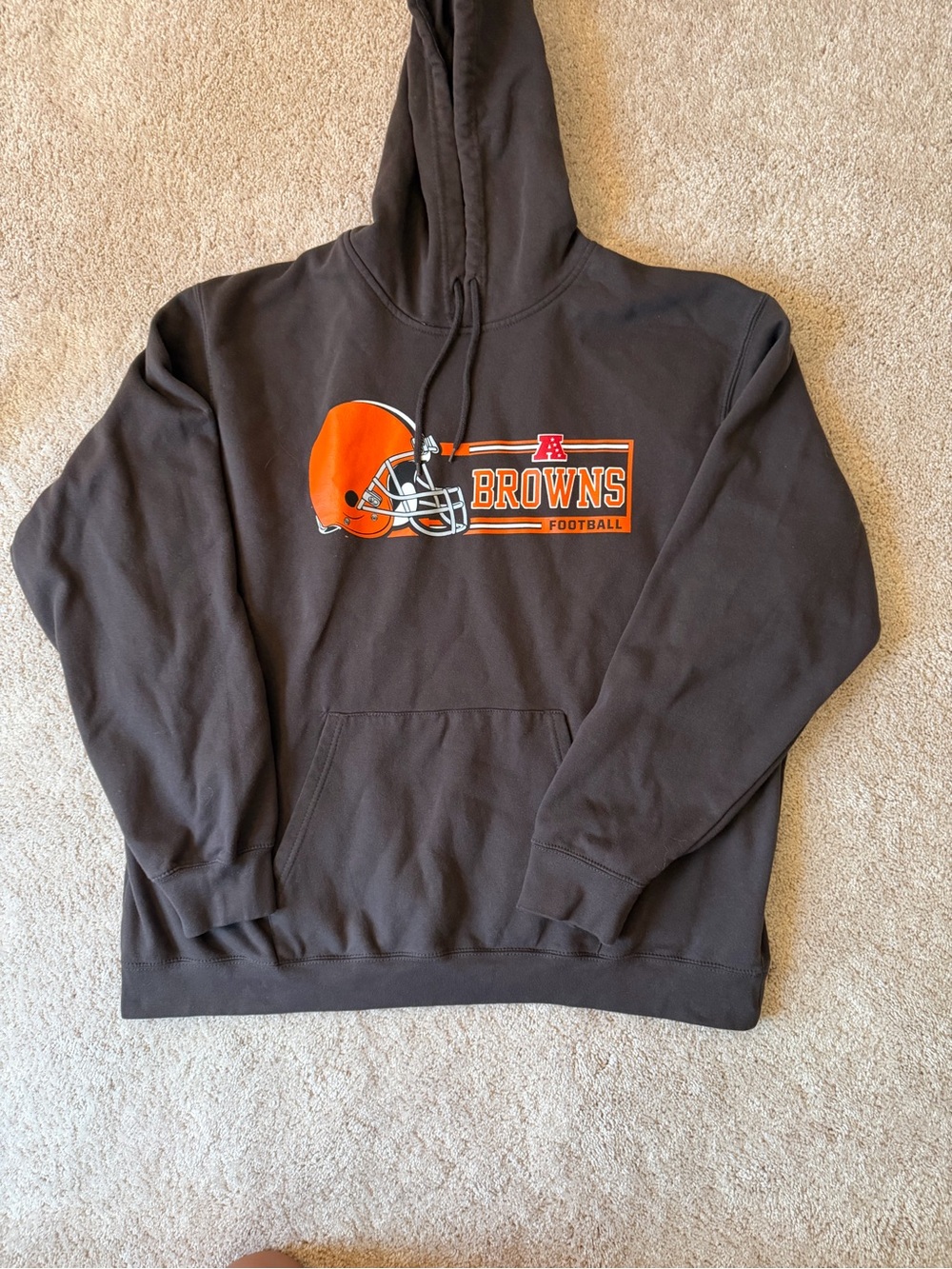 NFL Brown Crewneck Hoodie with Orange Helmet Graphic